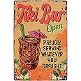 Tiki Bar Sign for Tiki Bar Decorations Outdoor, Tiki Bar Open 8"x 12", 4 Screws Incl, Tiki Decor, Tiki Hut Decorations, Luau 