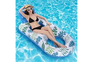 Ocestar Inflatable Pool Floats Adult Lounger, 67" X 35" Giant Pool Floaties Lounge heavy duty with Cup Holders Foot Rest Raft Extra Large Lake Floats Adult Size Water Lounger Oversized Floating Lounge
