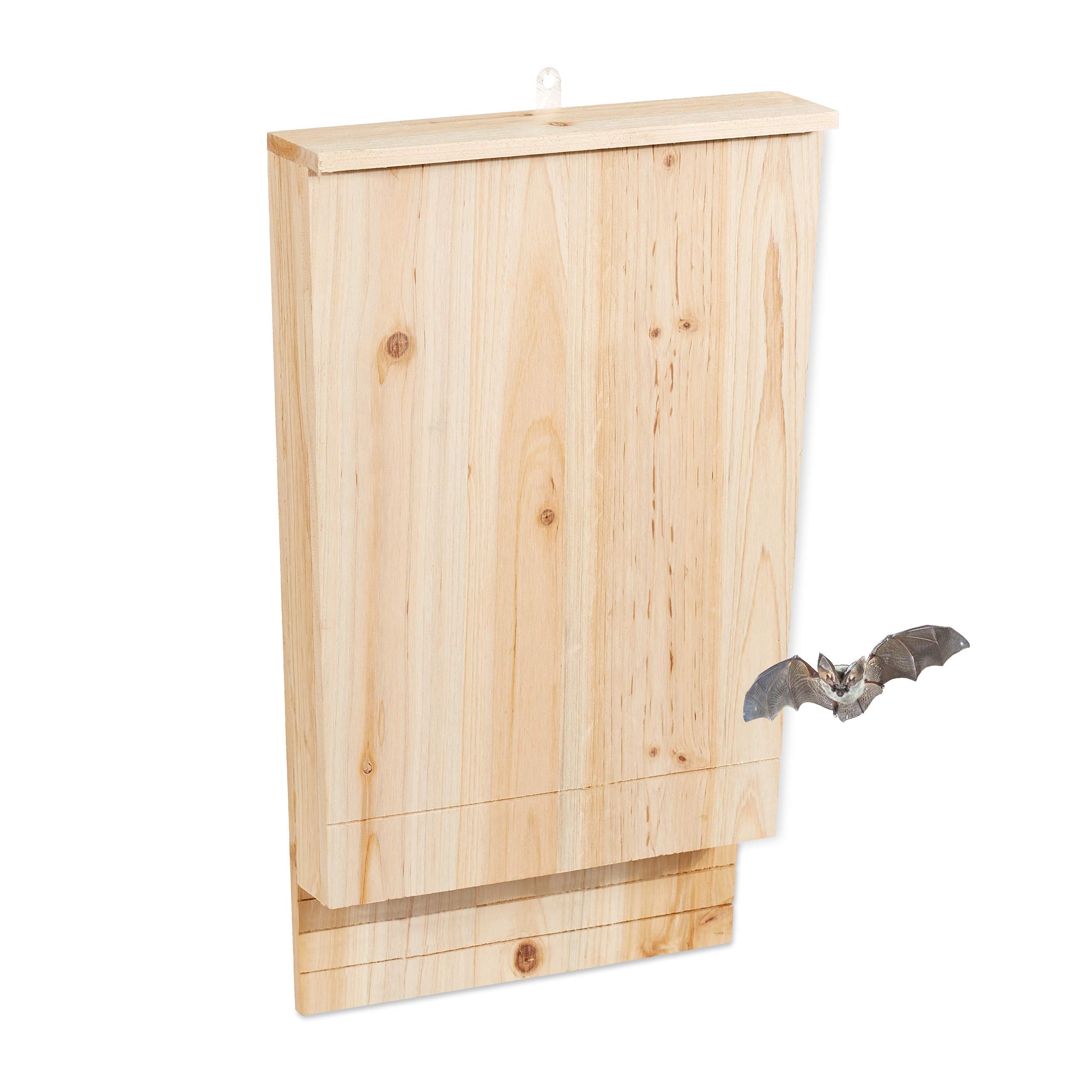 Relaxdays XL Bat Box, Nesting Habitat, Untreated Solid Wood, Garden Animal Shelter, HxWxD: 55 x 35 x 7.5 cm, Natural