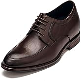 CALTO Men's Invisible Height Increasing Elevator Shoes - Chocolate Brown Premium Leather Lace-up Round-Toe Formal Derby Oxfords - 2.8 Inches Taller - Y7426- Size 9 D(M) US