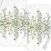 Accnicc Green Eucalyptus Hand Towels for Bathroom Set of 2 Decorative Sage Green Leaves Pink Floral Dish Kitchen Towels 16x27 Inch Botanical Plant Absorbent Soft Microfiber Bath Towel Hotel Decor