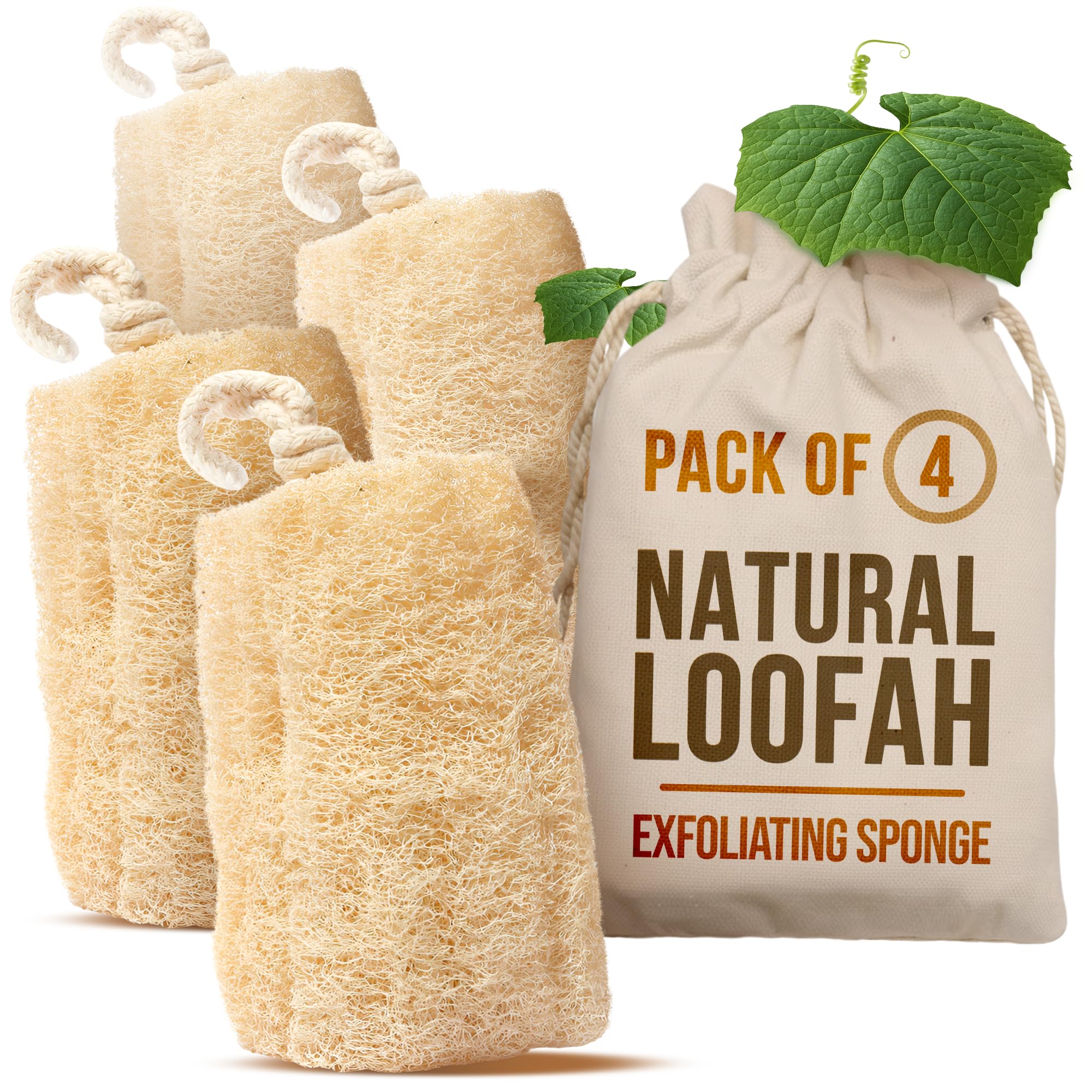 Exfoliating Body Scrubber Loofah Sponge - Natural Egyptian Bath & Shower Scrubbers for Face, Back & Body - Biodegradable Luffa Wash Exfoliator - Eco Friendly, No Toxic Chemicals — image 1