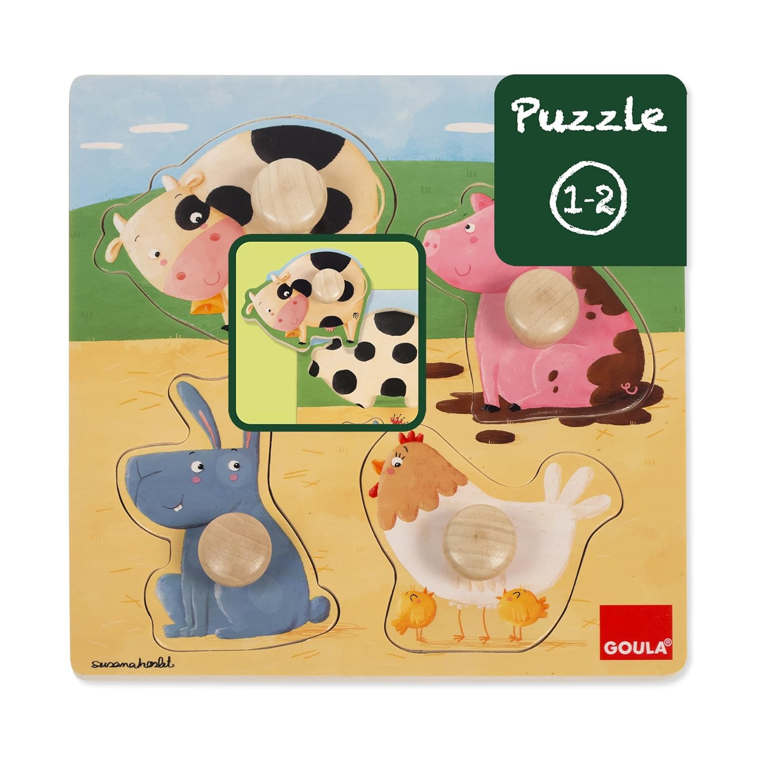 Goula Puzzle animales granja color Diset