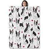 Asivud Lovely Pug Dog Blanket, Cute Puppy Heart Design 60 x 50 Inch Flannel Throw Blanket, Gifts for Women Kids, Lightweight Cozy Warm Blankets for Sofa Travel Home Decor
