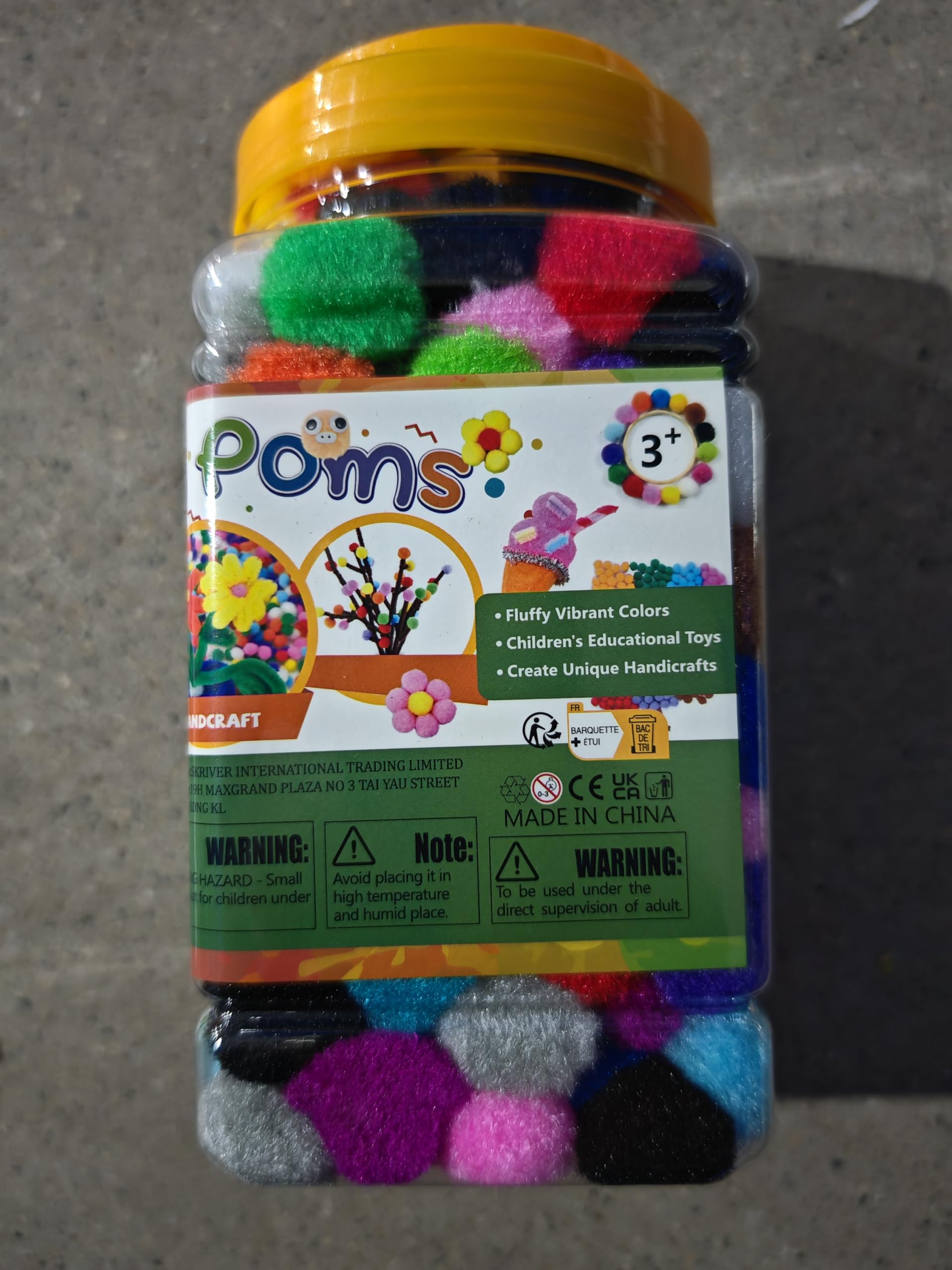 Caydo [400 pcs] - 300 Pieces 1 Inch Assorted Pompoms with 100pieces Wiggle Eyes Multicolor Arts and Crafts Pom Poms Balls for Kids DIY Art Creative Crafts Decorations