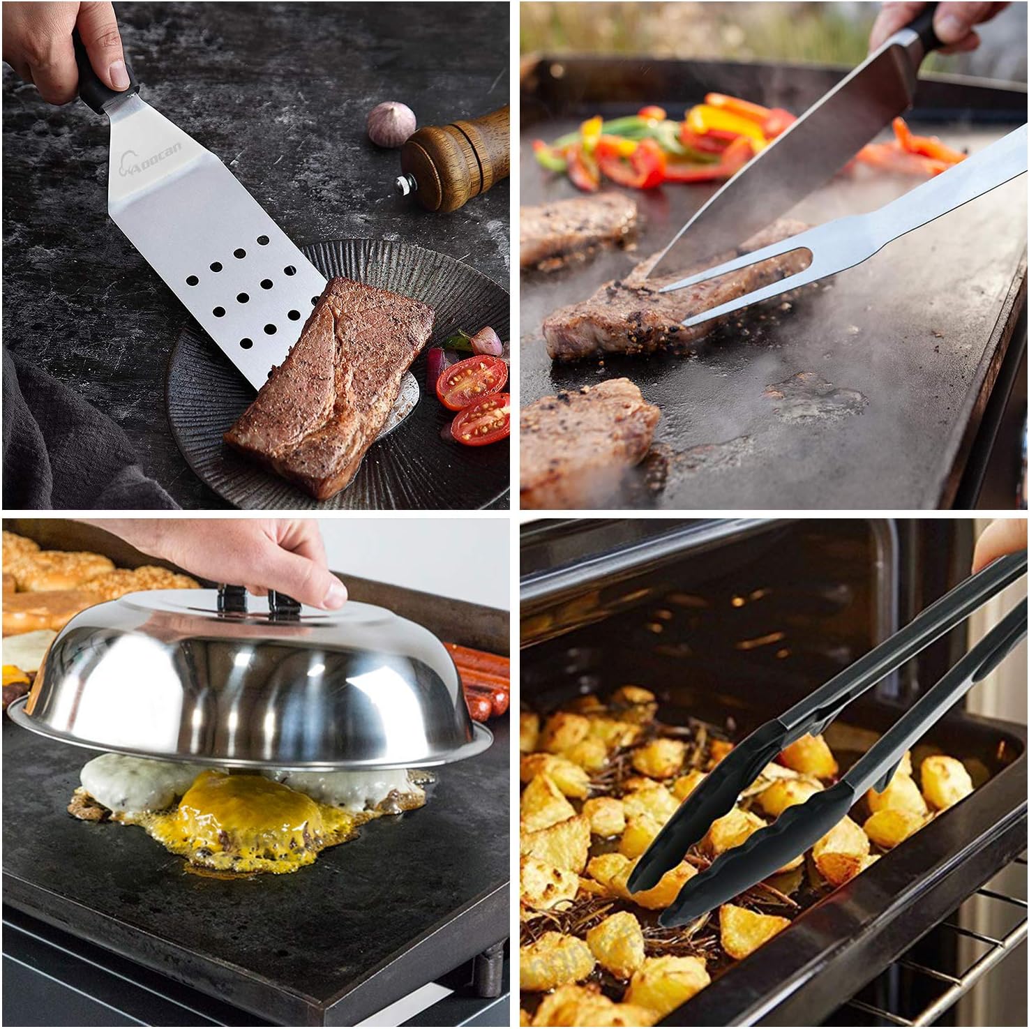 Aoocan Griddle Accessories Set, Flat Top Griddle Accessories, Grill Griddle Tools Cooking Kit with Heavy Duty Stainless Steel Scraper Spatula- Great for Flat top Cooking, Camping, Outdoor BBQ : Garden & Outdoor