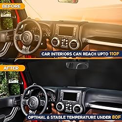 EcoNour Jeep Windshield Sunshade | Sun Visor for UV