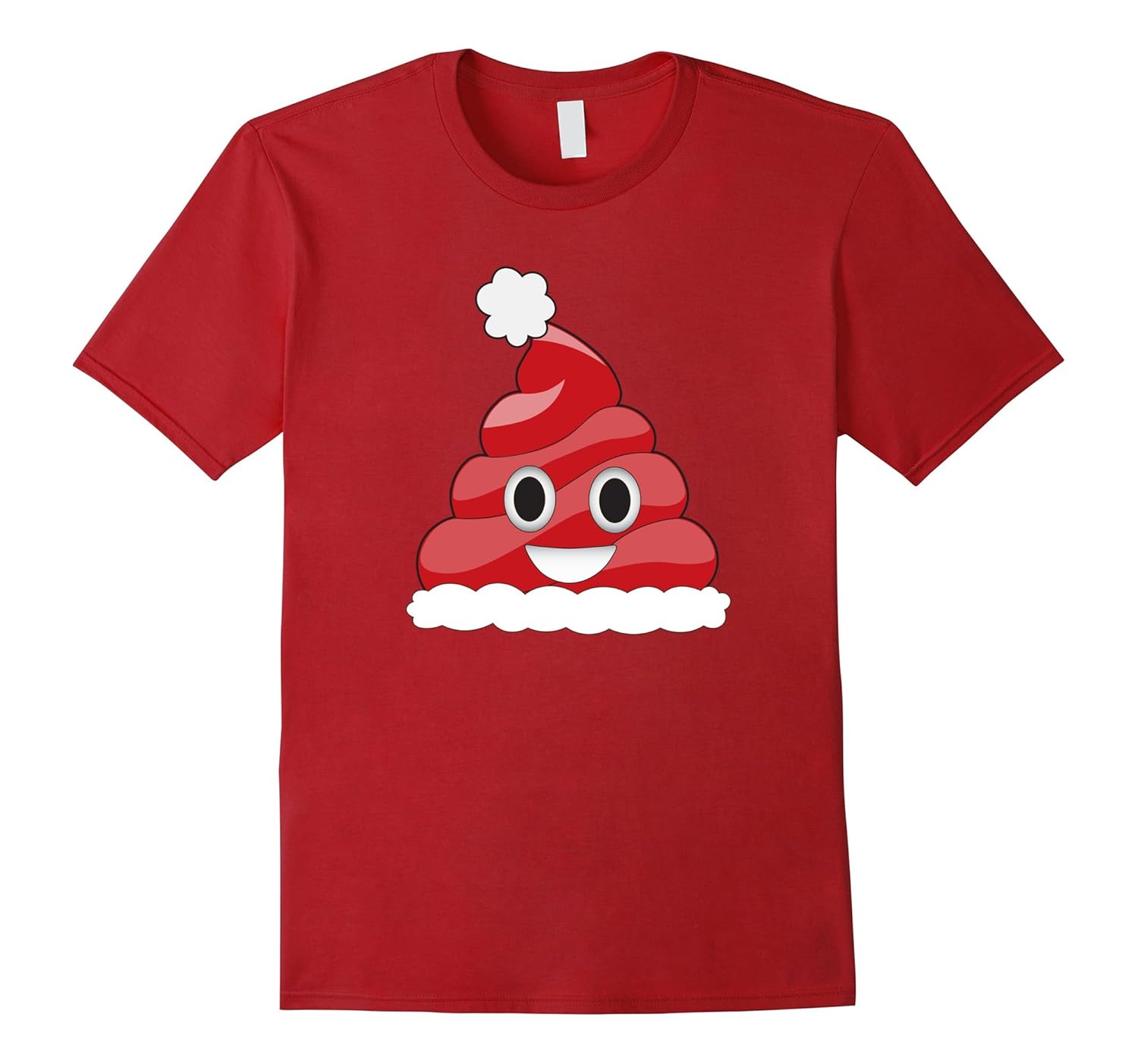 Festive Funny Emoji Poo Santa Hat T-Shirt - Christmas Shirt-ANZ