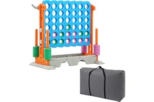 SDADI Height Adjustable 3-in-1 Giant 4 in a Row Connect Game, Jumbo 4-to-Score Game with Golf Game and Ring Toss Set, Indoor Outdoor Yard Game Party Game for Kids Adults and Family, Orange