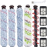 10 Pack Vacuum Filter Replacement Kit Compatible with Bissell Crosswave,1x Multi-Surface Pet Brush Roll,1x Area Rug Brush Rol