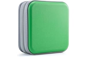 UENTIP CD Case,48 Capacity Hard Plastic Portable Travel DVD Case Protective Zipper CD Case Holder Car Storage Wallet Bag(Gree