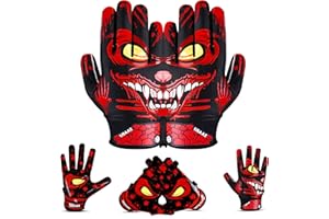 LISAAZ Football Gloves Crimson Pro Ball Feel Sensation Youth Football Gloves Tacky Football Gloves Men | Football Gloves for Kids 8-12 Top Notch Receiver Gloves