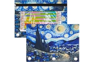 IKAYAS Starry Night Pencil Pouch with Zipper, Pencil Pouch for 3 Ring Binder, Pencil Pouches Pencil Bags for Classroom bulk Pencil Box Pencil Case for Storing School Students Teacher Supplies 2 Pack