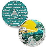 Green Forest 35 Year Sobriety Coin - Recovery Sun Twelve Year AA Coins - Mountain Tree Road NA AA Chips and Medallions - 1-40 Prime Sobriety Chip Alcoholics Anonymous Gifts for Men Women