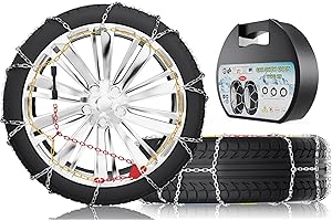 TEPU Snow Tire Chains for Car, Suv, Pickup Trucks and Trucks Tires, Portable Reusable Alloy Steel Tire Chains, Snow Chains Compatible with Tire Width 215 225 235 245 255 275MM, Set of 2 - KN130