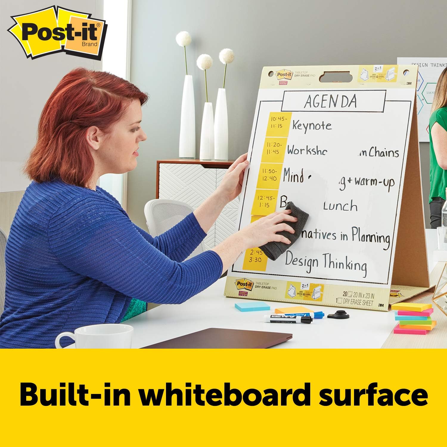 Post-it Super Sticky Portable Tabletop Easel Pad w/ Dry Erase Panel, 20x23 Inches, 20 Sheets/Pad, 1 Pad, One Side White Premium Self Stick Flip Chart Paper, One Side Dry Erase, Built-in Stand (563DE) (563 DE) : Post It? Tabletop Easel Pads With Dry Erase Board : Office Products