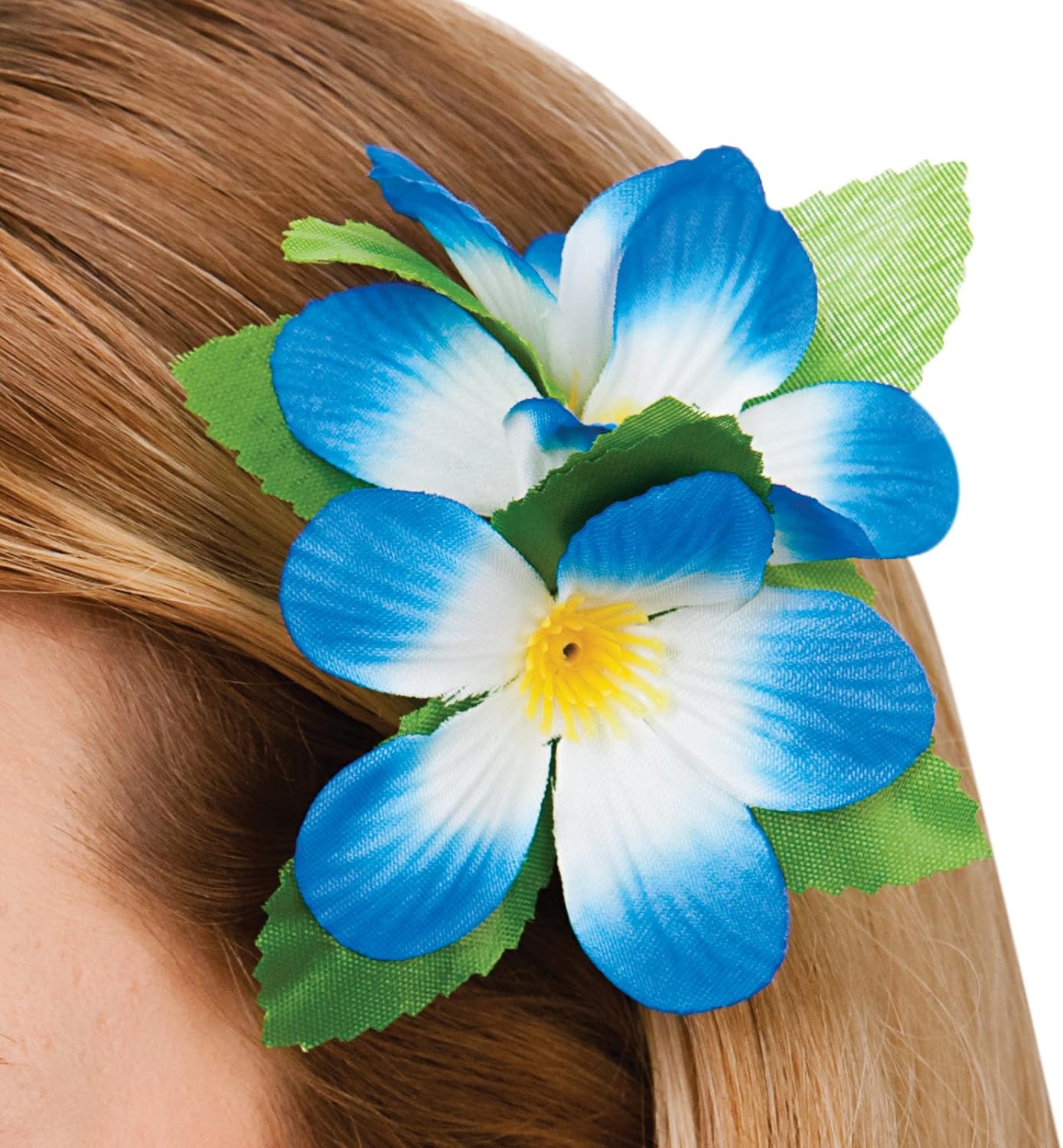 Hawaiian Blue Flower Hair Clip Fancy Dress Accessory Luau Summer Beach