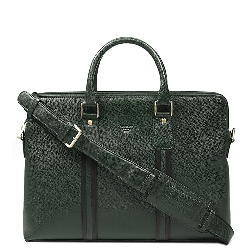 green leather laptop bag