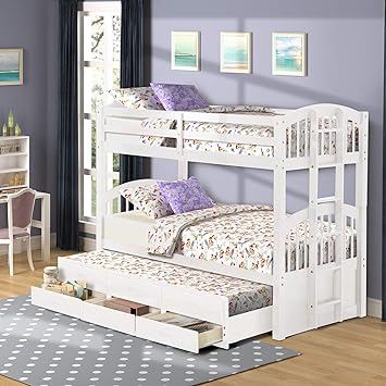 Amazon Com White Bunk Bed Twin Over Twin Julyfox Children Bed