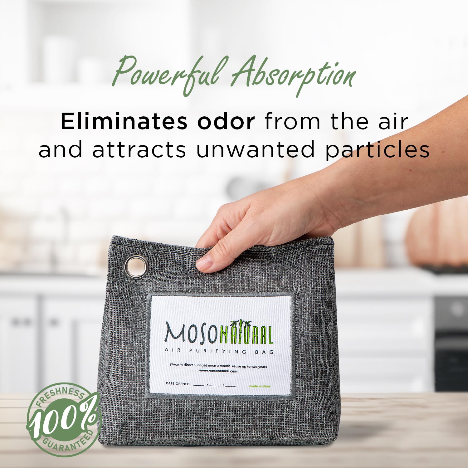 Moso Natural Air Purifying Bag 600g, Premium Bamboo Charcoal Odor Absorber, Room Deodorizer for Large Spaces, Bedroom, Kitchen, Basement, Pet Odor Eliminator for Home, 21oz Charcoal Bags