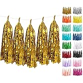Gold Tassel Garland 20 Pcs, Tissue Paper Tassels Garland Banner for Party Birthday Wedding Decoration Baby Shower Table Decor