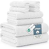 Casa Platino 100% Cotton Luxury Bath Towel Set 8 Pieces - Super Soft, Absorbent & Quick Dry - 2 Bath, 4 Washcloths, 2 Hand Towels for Bathroom - Sustainable Value Pack, Ideal for Spa & Travel - White