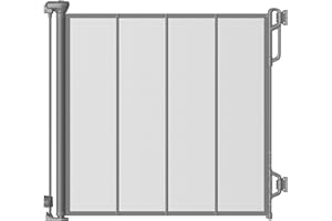 SPACEANY Reinforced Retractable Baby Gate, Mesh Dog Gate, Child Safety Gate for Doorways, Stairs, Hallways, Indoor/Outdoor, Wide Openings -33.5" Tall, Width up to 55" Gray