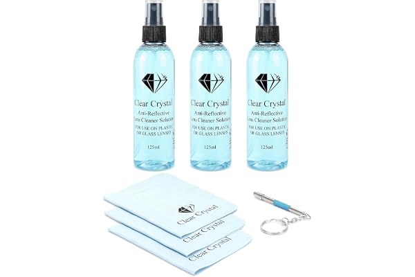 Glasses Cleaner kit - Eyeglass Cleaner including 3 Anti-Reflective Lens Cleaner bottles 125 ml Each, 3 Microfiber Cleaning Cl