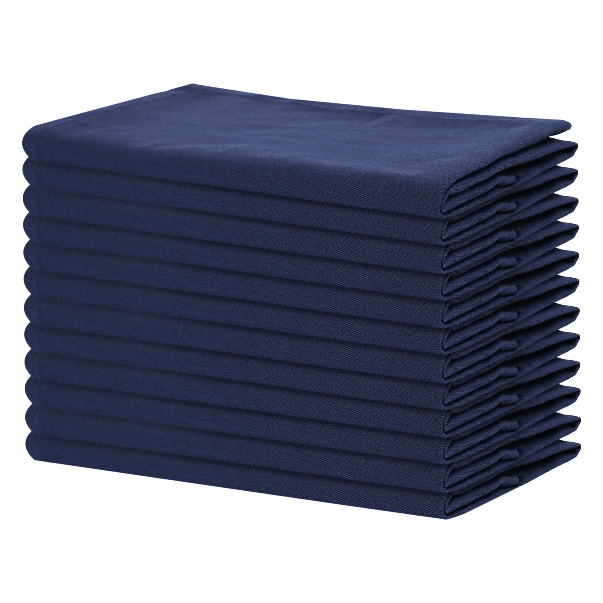 Sweet Needle - Pack of 12-100% Cotton Oversized Dinner Christmas Napkins 45 CM x 45 CM (18 IN x 18 IN), Navy - Heavy weight fabric for daily use with Mitered corners finish, Navy