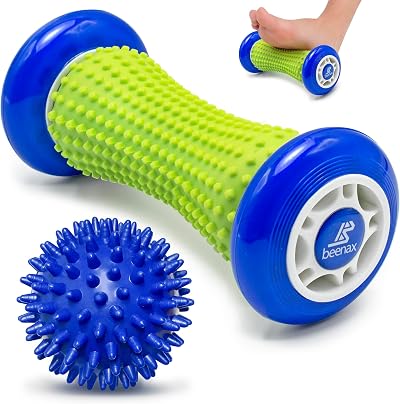 Beenax Foot Massage Roller & Spiky Ball Set for Plantar Fasciitis Relief