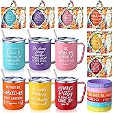 Patelai 18 Pcs 17 oz Valentine's Day Christian Coffee Mugs Gifts for Woman with Lid Straw Include 6 Religious Bible Verse Tumbler Silicone Bracelets for Spanish Friend Men Women Favor(Bright)