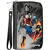 Buckle-Down DC Comics Wallet, Zip Around, Wonder Woman 75th Anniversary Standing Pose Cover, Vegan Leather