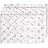 Coquette Pink Bow Placemats Set of 4, Washable Heat Resistant Placemats Kitchen Table Mats,12x18 Inch Place Mats for Home Restaurant Farmhouse, Indoor Outdoor Party Table Decoration -A06