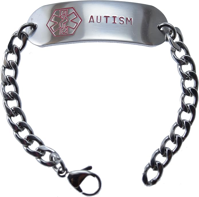 Deep Stamped Customizable, Autism Medical Alert Bracelet