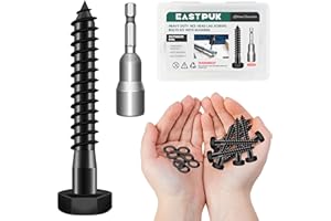 EASTPUK (20Sets) 1/4" x 2" Hex Head Lag Screws, Heavy Duty Lag Bolts with Washers, 304 Stainless Steel, 1/4 Bolt for Wood, Pa