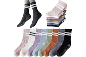 Tergy 8 Pairs Long Yoga Socks with Grip for Women Anti Skid Gripper Socks No Slip Socks for Pilates, Barre, Dance,Yoga