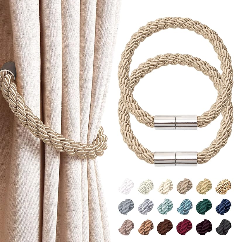 Pretty Jolly Magnetic Curtain Tiebacks 2 Pack Khaki Modern Drape Holdbacks