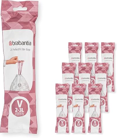 Brabantia PerfectFit Bin Liners Size V 2-3 Litre 200 Bags White