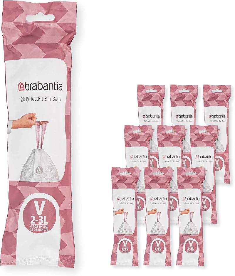 Brabantia PerfectFit Bin Liners Size V 2-3 Litre 200 Bags White