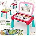 TERRAMUS 3-in-1 Touch & Learn Activity Desk, Interactive Learning System, Educational Toy with 24-Key Toy Piano Keyboard for Toddler 2-5, Kids Whiteboard Drawing Table, Activity Center for Boys Girls