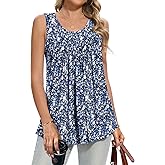 MUSE SHOW Women's Tank Tops Summer Sleeveless Tunic Tops Shirts Blouses Round Neck Loose Fit M-3XL