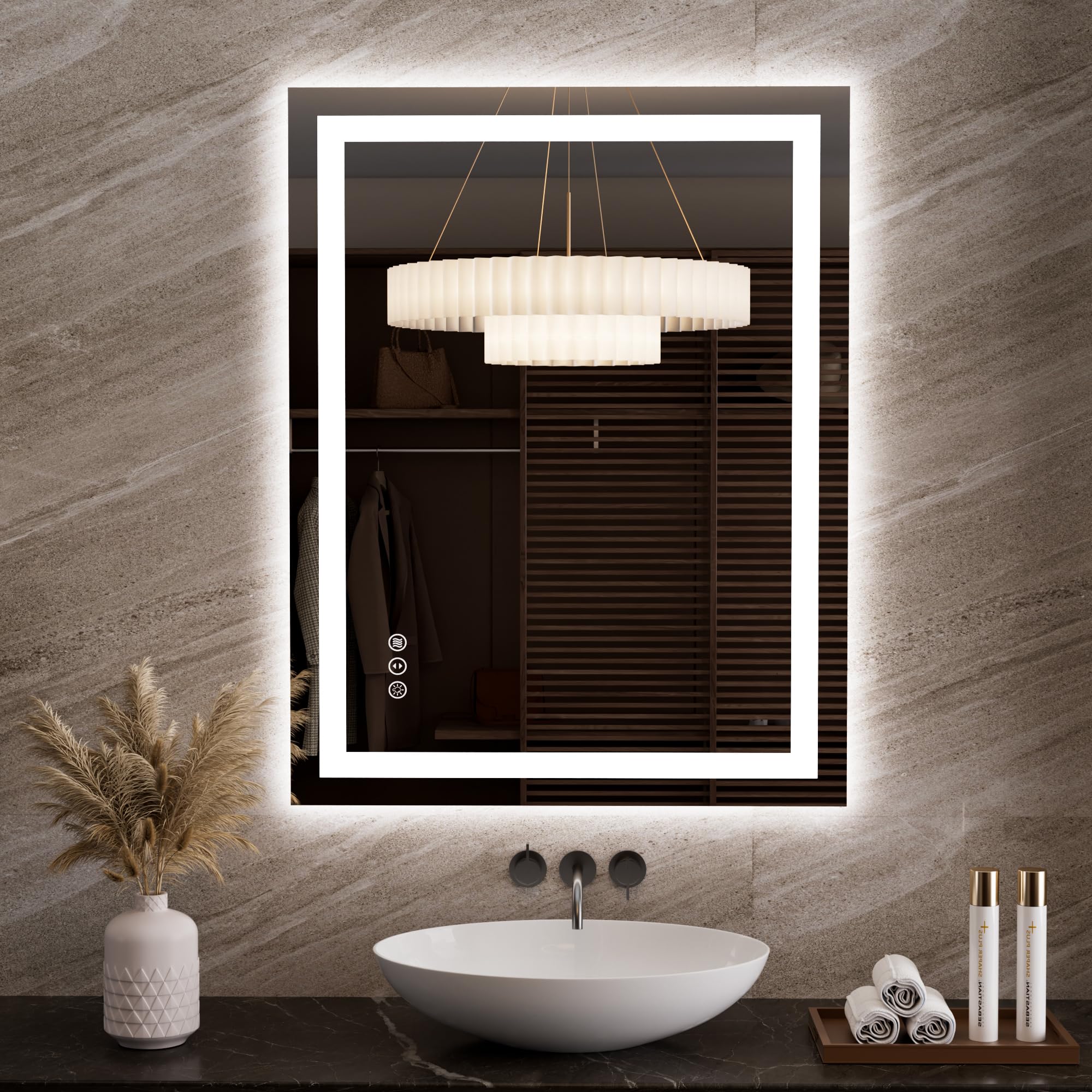 LOAAO 27.6"x35.4" LED Mirror for Bathroom, Lighted
