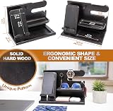 Teslyar Wood Phone Docking Station Ash Desk Organizer Black - Nightstand Wallet view 8