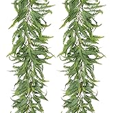Briful 5ft Long Greenery Garland Set of 2 Boston Fern Floral Garland for Door Mantle Decorations, Lush Realistic Spring Summer Artificial Garland for Home Farmhouse Indoor Decor