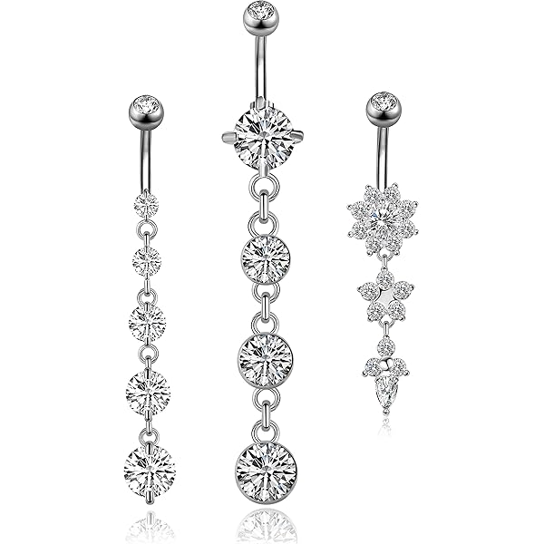 Chirurgisch Staal Navelpiercing met Zwevende Zirkonia Goud – AllOver