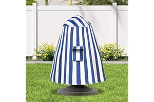 RILEYTEE Fountain Cover 36" Dia x 42" H,Outdoor 600D Heavy Duty Garden Fountain Statue Protective Cover with Drawstring,Waterproof Windproof Fountain Protector Cover for Winter,Bule Stripe