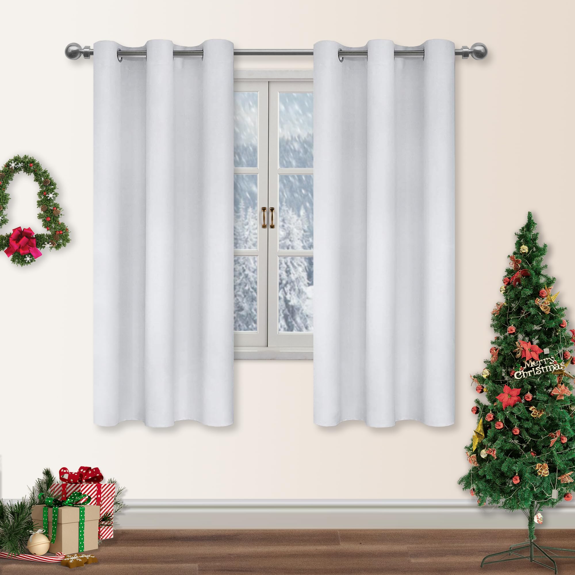 DWCN Blackout Curtains - Eyelet White for Bedroom and Living Room - Thermal Drapes 46 x 54 Inch 2 Panels