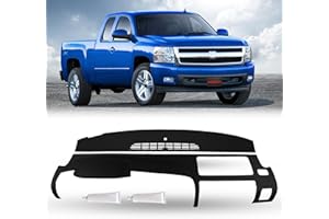 DashSkin 2-Piece Molded Dash Cover Cap Compatible with 2007-2013 Silverado/GMC Sierra w/Dual Glovebox Dashboards in Ebony/Black - Made in The USA