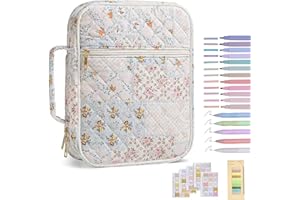 Bible Cover Quilted Bible Case with Pens & Tabs & Handle for Woman Girls