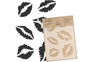 NAKLEO Painting Stencil for Crafts A5 5.9” x 8.3”, Lips Mouth Design Pattern, Reusable Plastic DIY & Scrapbooking Drawing Template, Decoupage Art Home Decor, Wall Wood Fabric Furniture